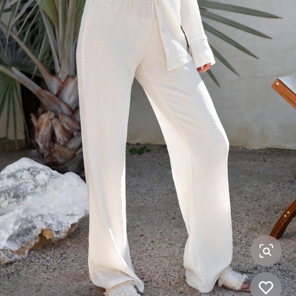 Vici Pants - Bayshore Women’s “Textured” High-Waisted “ Cream Colored” Women’s Pants …